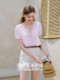 Xiangying French-neck puff sleeve shirt women's summer 2026 new taro purple sleeved short-sleeved top suspender set two-pieces
