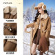 Xiangying horn button suede coat for women 2023 winter new style fur one-piece mid-length plus velvet camel coat