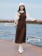 Xiangying French stitching dress women's winter 2025 new lace lace long-sleeved commuting mid-length-length-length-length-length-length-fake skirt two-piece fake