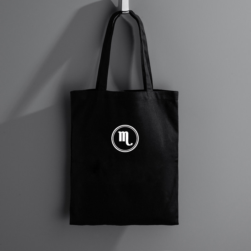 twelve Constellation Single Shoulder Sails Cloth Bag Black Handheld Environmentally Friendly Canvas Bag Large Capacity Shopping Bag to Map Custom