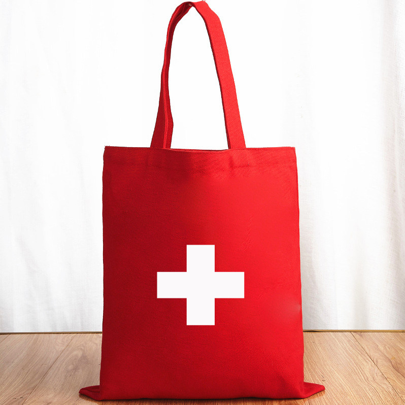 Full cotton red handbag text single shoulder sail bag cross hand eco-friendly canvas bag customizable diy