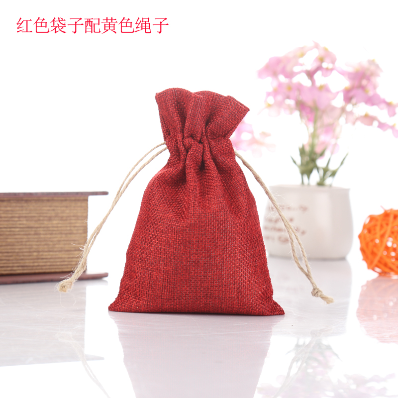 Nest to be imprinted logos with bunches pockets red small hemp cloth bags Coffee hemp bags cotton sacks cotton sacks