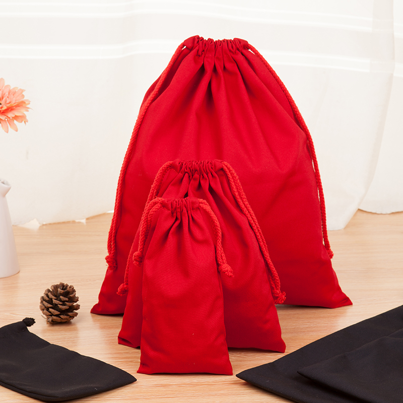 Nest Thickened Red Black Canvas Bunch Pocket Travel Clothing Finishing Bag Pumping Rope Cloth Bag Underwear Cashier Bag 