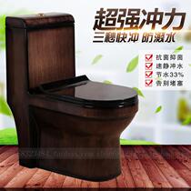 Boutique Upscale Wood Grain Seating Toilet Siphon Style Conjoined Toilet toilet Ceramics Black retro toilet personality