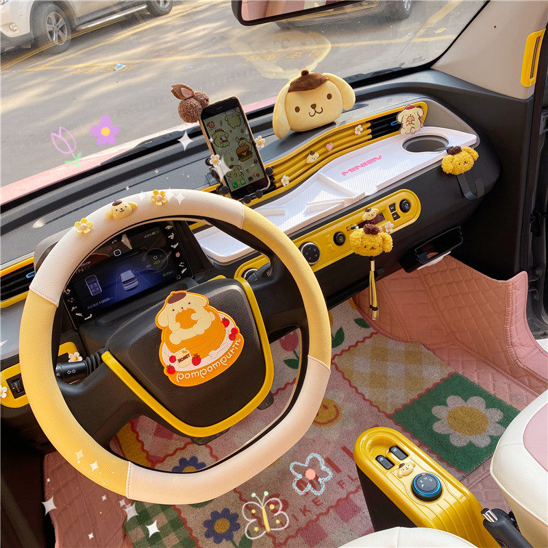 Wuling Hongguang miniev macaron central control interior modification layout mini mini EV steering wheel cover decoration