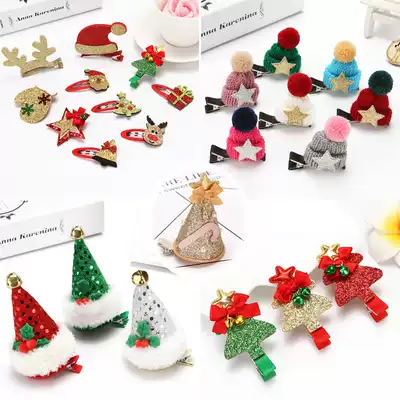 Christmas children hairclip jewelry cute hair accessories girl Hand bag small gift decoration hairclip headgear tree