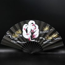 Shanyue new black bronzing summer Nine-Tailed Fox Other Shore flower Hanfu fan accessories hand-painted folding fan to customize