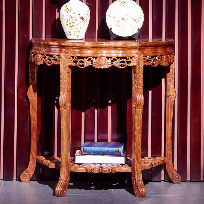 Red Wood Semi-circle Table Mystic Taichung Style Flowers Pear Wood Pricehedgehog Purple Sandalwood Furniture Modern Crescent Leaning Against Wall Table