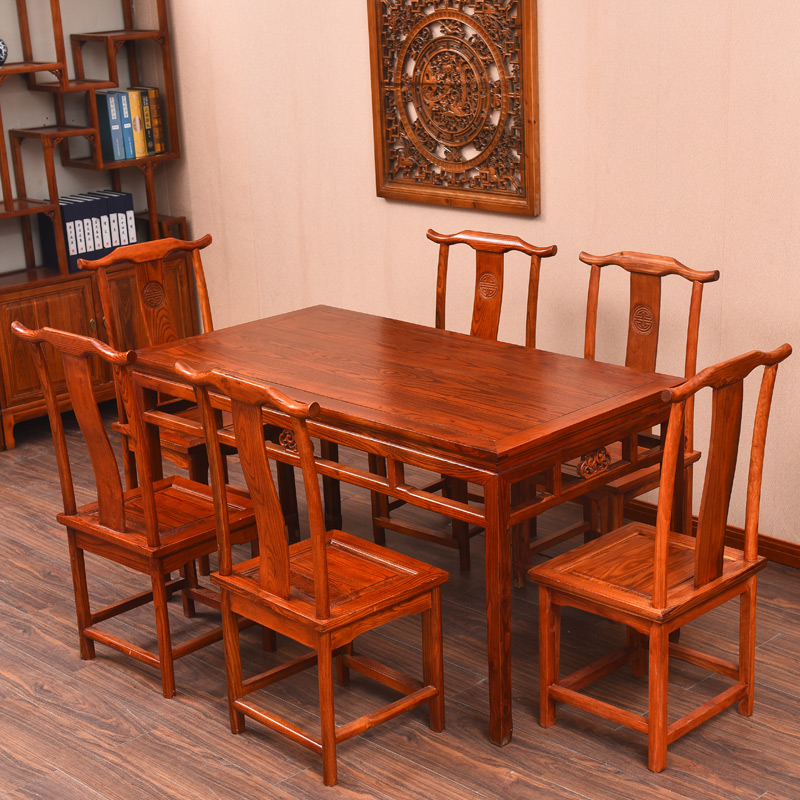 Minqing Classical Furniture Elm Wood Long Table Tea Table Solid Wood Panel Table Square Table Square Table New Chinese Antique Dining Table