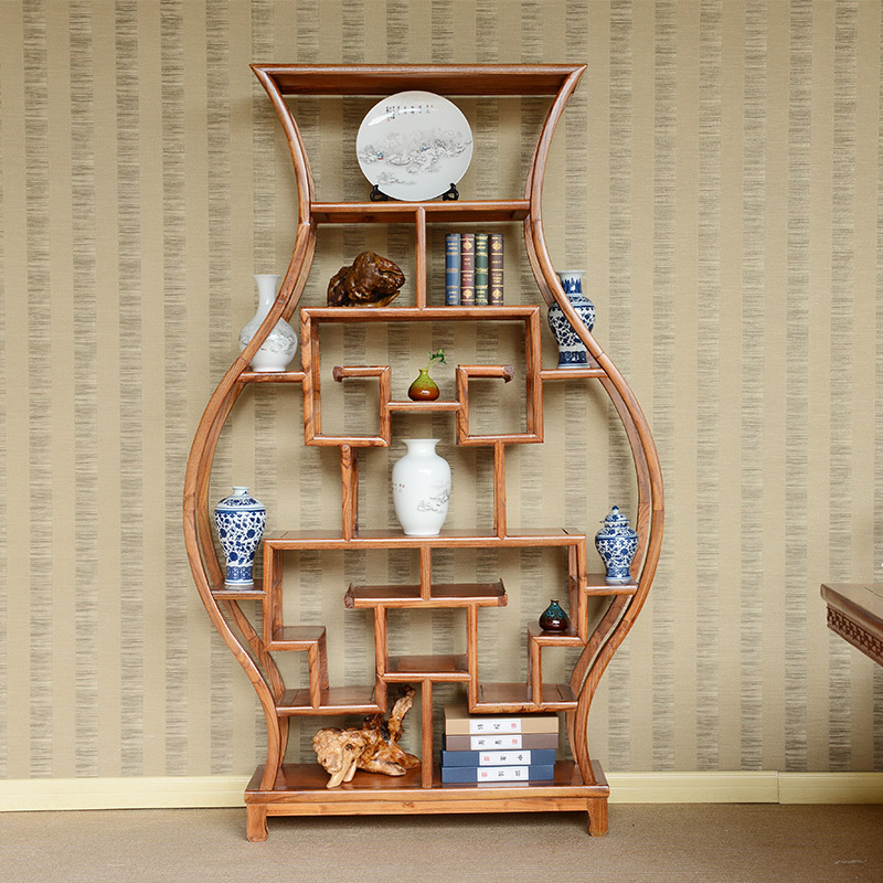 Pleasant Family Tribe Solid Wood Bogu Shelf Multi Treasure Cabinet Vase Style Bogu Frame South Elm Wood Antique Chinese Style Shelf
