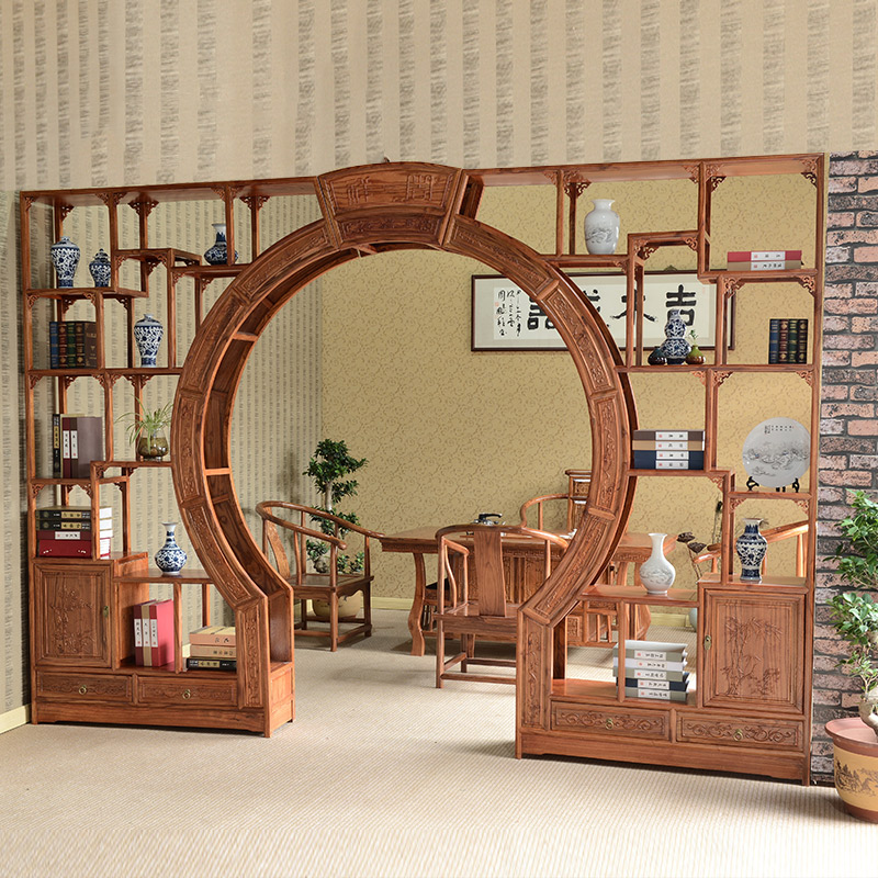 South Elm Moon Gate Antique Rack Bogu Duobao Pavilion Duobao Rack Classical Chinese-style Solid Wood Ming and Qing Antique Furniture