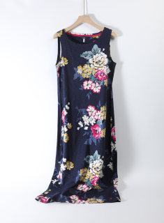 British pastoral style long skirt with slub cotton print and soft