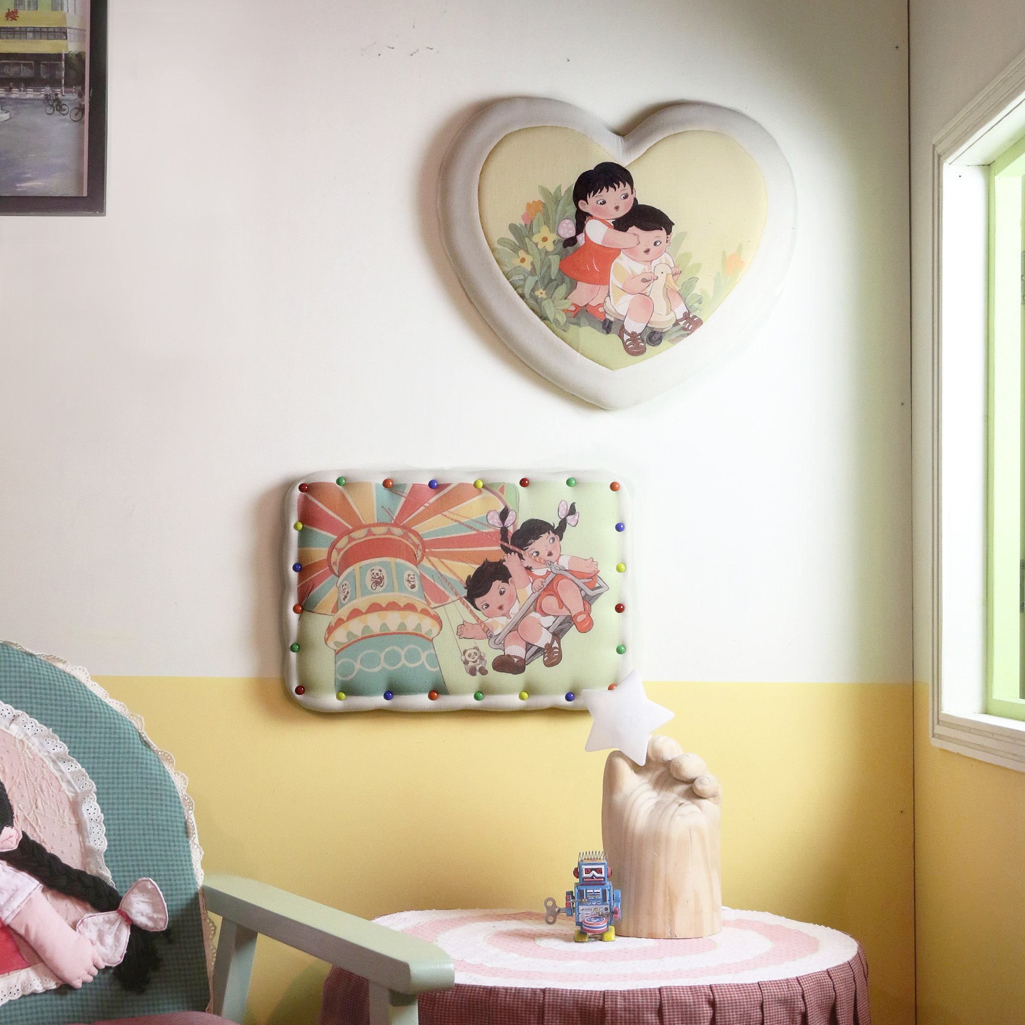 Unlimited Department Store Building Original Wall-mounted Decoration Painting Retro Child Anecdote cute 