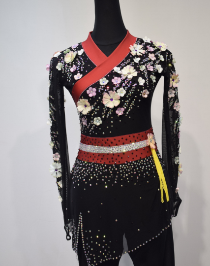 2021 BLACK FIGURE SKATING Performance Suit High-end Fall Superior Wear Diamond Glitters Shiny Decoration Flutter Clothing