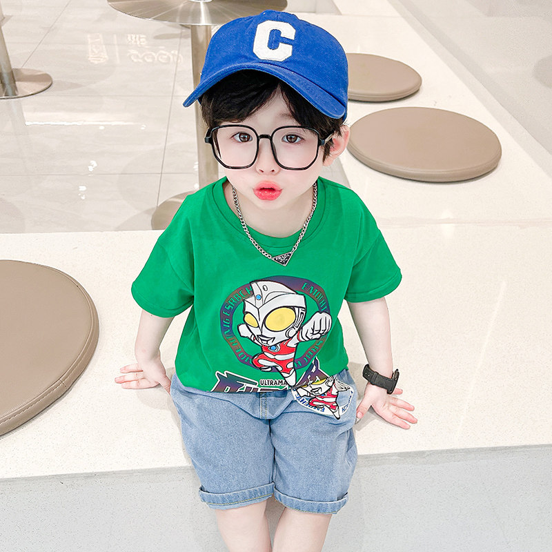 Boy Altman reflects short sleeve suit Young street children summer dress cool baby trendy two pieces set