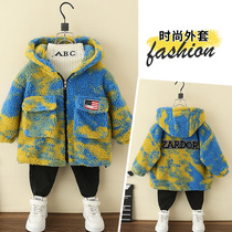Boys coat autumn and winter 2021 new children thick lamb hair Foreign winter dress small children Korean tide