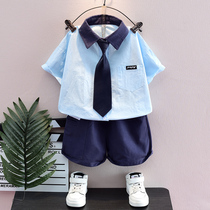 Boys middle - to - mid - and - mid - summer suit 2023 new childrens air - sleeved shirt Han - Edition small suit college handsome tide