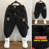 Boys sports pants plus velvet thickened autumn and winter clothes 2021 new small children Foreign style winter pants Children Baby tide