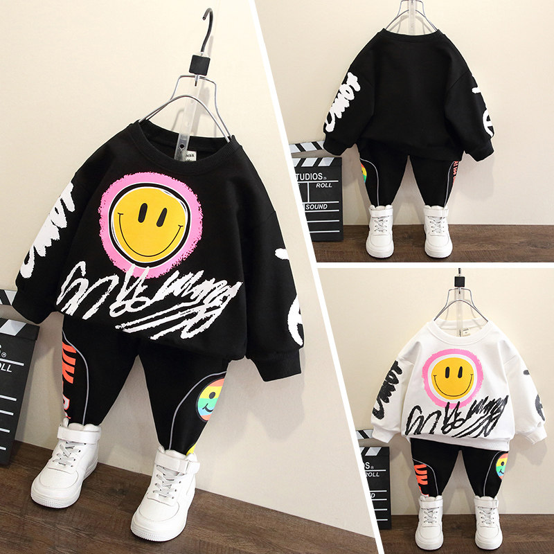 Boys spring and autumn suit 2021 new children's long-sleeved two-piece set of small and medium-sized children's baby net red Ocean school fashion trend