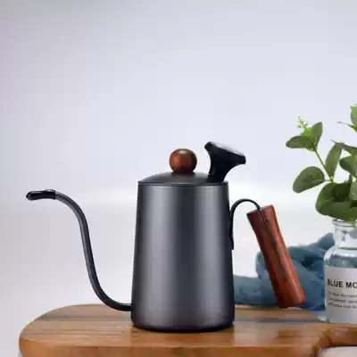 Thickened 304 stainless steel wooden handle ear hanging hand flushing coffee pot long mouth fine mouth household drip filter matching equipment