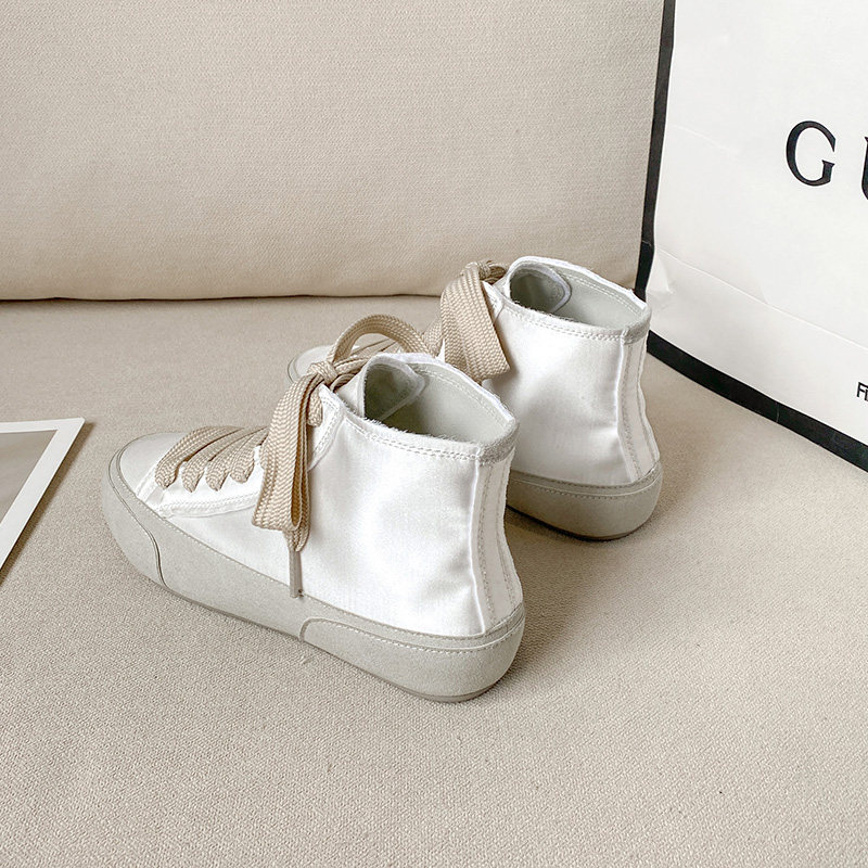 High - gang small white shoes and sneakers casual shoes and satin 2022 plus heating diminutive shoes soft soles