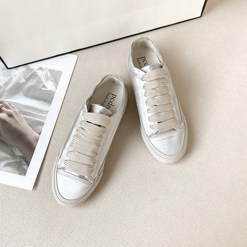 Spanish niche satin shoes small white shoes women's spring and summer 2022 women's shoes silk sneakers flat dirty dirty shoes slip on