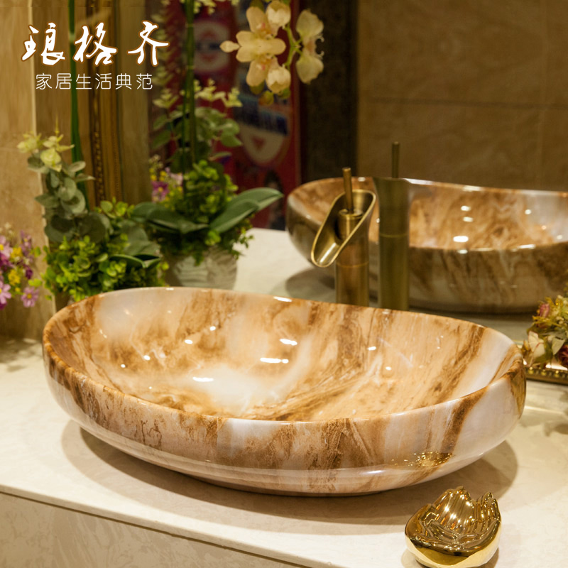Terrace Basin Ceramic Washbasin Marble Eurostyle Washbasin Makeup room Oval Art Basin Home