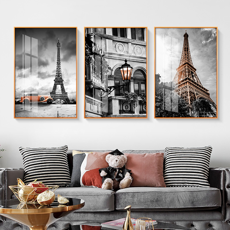 Nordic sofa background wall iron tower decorative painting black and white modern minimalist style balloon living room wall combination wall painting