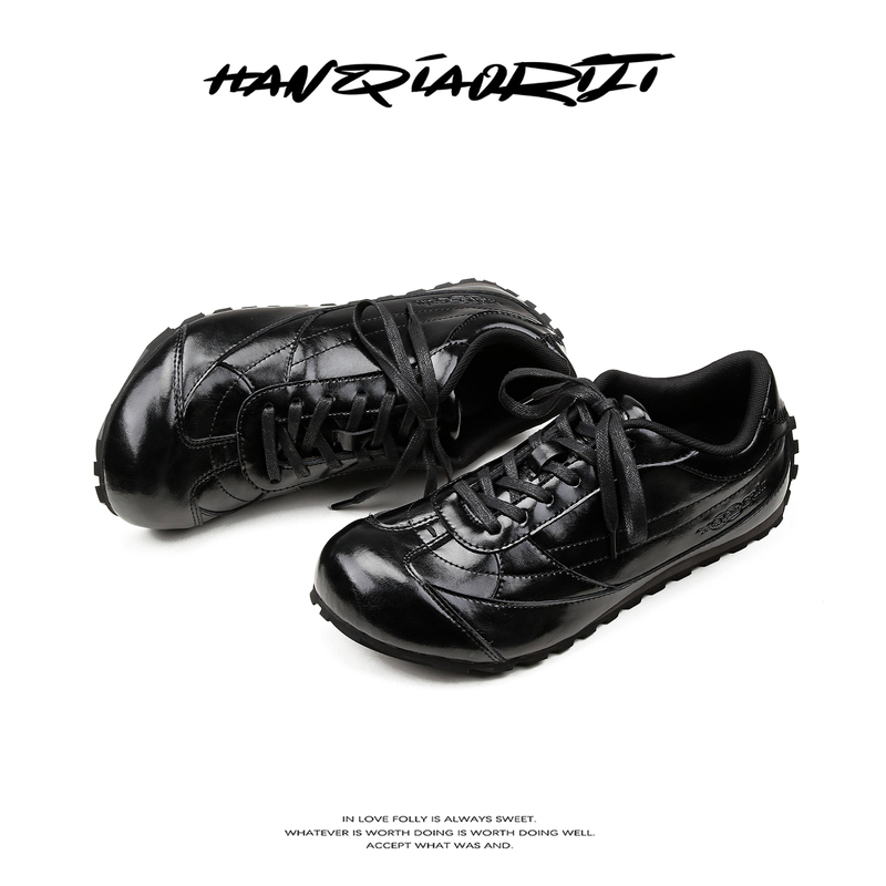 Hanqiao Diary [Youyuan Series] "Tilted Head" Daily Commuting Casual Training Shoes Black Sneakers Sports Thin-Soled Shoes