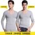 Đồ lót nam tops cotton mùa thu quần áo V-Cổ ấm dài tay cổ tròn mỏng phương thức cơ sở bông đồ lót duy nhất