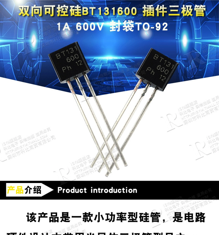 Risym triac BT131-600 plug-in bóng bán dẫn 1A 600V gói TO-92 10 cái