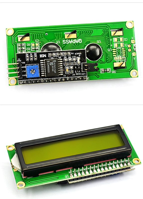 Bảng chuyển đổi LCD1602 chứa màn hình LCD màu vàng-xanh IIC/I2C/giao diện và đi kèm với thư viện chức năng mô-đun bộ chuyển đổi 5V