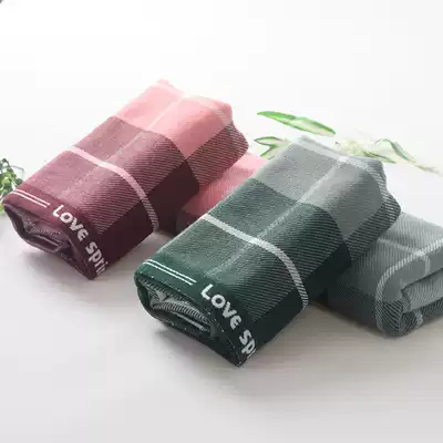 Gauze towel cotton facial towel adult wash towel cotton soft water absorbent non-hair couple household Plaid gauze scarf