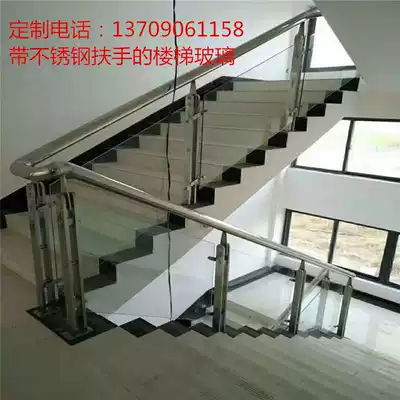 Tempered glass stair handrails custom-made frameless bomb door stainless steel framed edge door glass partition automatic door