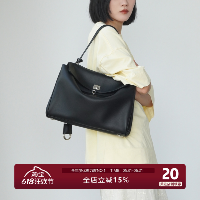 Junini Journeyy Imported Calfskin Tote Bag Women's Underarm Bag Handbag Shoulder Crossbody Bag Kelly Bag