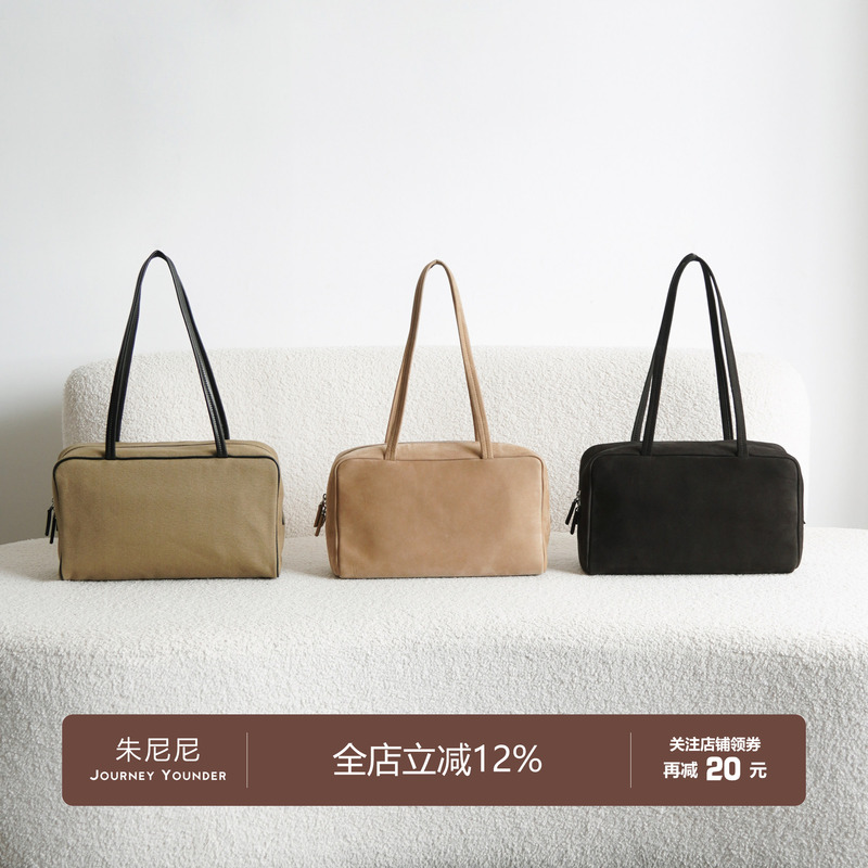 Junini Journeyy Tr Series Astra Bowling Bag Canvas and Leather Tote Shoulder Underarm Bag for Women