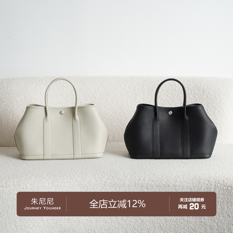 Junini Journeyy Waxed Thread Hand-Stitched Garden Party Garden Bag Negonda Cowhide Tote Bag for Women