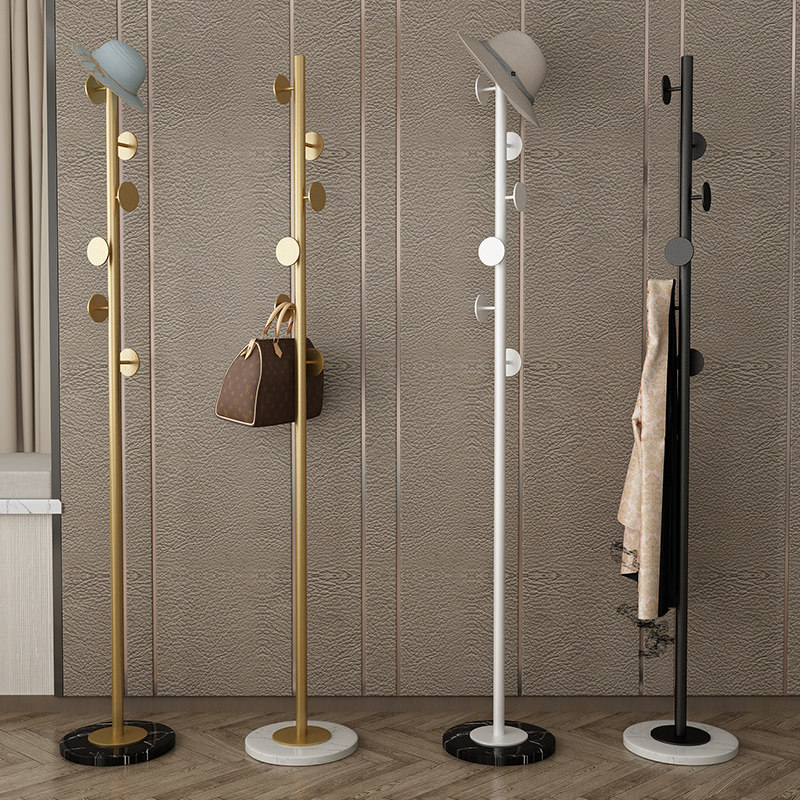 Large mountain Nordic minimalist hanging clothes hanger light lavish marble metal floor clothes hat rack Nordic bedroom vertical hanger hung
