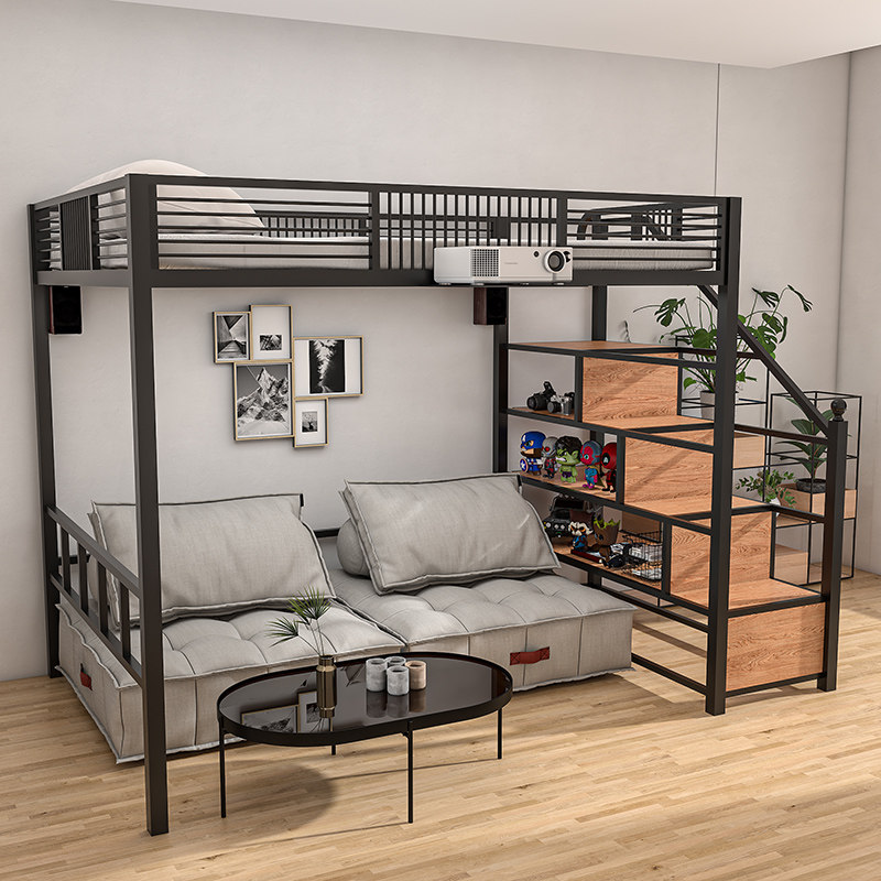 Upper floor of cabinet bed of space dormitory bed in Nordic Iron Arch Bed