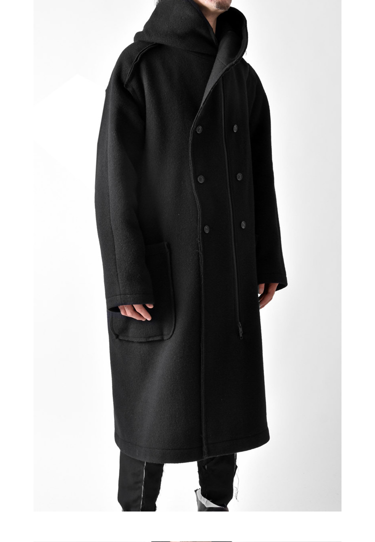 YOJI OOAK Áo len cổ điển Tweed Drop Shoulder Coat Hồ sơ nam Thiết kế ban đầu Áo khoác dài - Áo len áo khoác jean nam