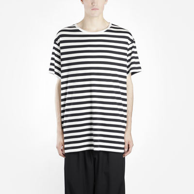 YOJI OOAK STRIPEDJERSEY T-SHIRT - Black and White striped printed short-sleeved T-shirt
