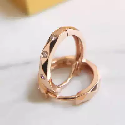 18K gold diamond earrings ear pin ear buckle women's chic fashion Diamond Circle rose gold earrings gold small