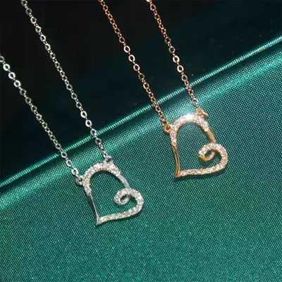 18K gold natural real diamond heart shaped Love necklace choker rose gold color gold AU750 hipster to send girlfriend