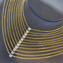 18K Gold Square Diamond Necklace Lock Bone Chain Woman 10 Group Inlaid Real Diamond Bracelet Side Body Chain Single Stack Deins Wind