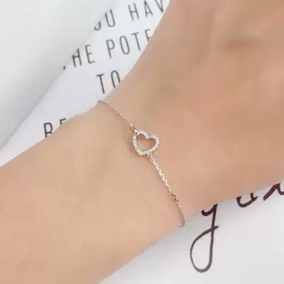 18K gold natural diamond heart-shaped love hand hand ornaments ring buckle rose gold color gold AU750 fashion bracelet