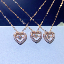 18K Rose Gold Natural Diamond Heart-shaped Heart-shaped Pendant Necklace Lock Bone Chain Womens Fashion Kking AU750 Gift