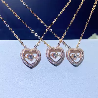 18K rose gold natural diamond heart shaped smart pendant necklace choker women fashion kgold AU750 gift