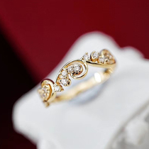 18K gold natural diamond group inlaid with diamond ring finger women ins wind fashion 100 hitch ring light extravagant Star women ring