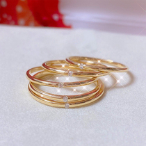 18k gold ring female minimalist ring diamond ring gold lady AU750 small diamond ring round ring small tail ring