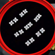 18K gold natural diamond four-leaf straw earrings earrings earrings earrings earrings 20 Genuine Drill Group Inlaid Platinum Mini 100 lap